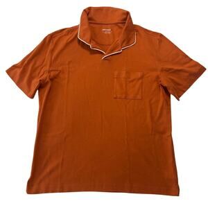 UNTUCKit Johnny Collar Polo Shirt Mens Medium Orange Short Sleeve Pocket